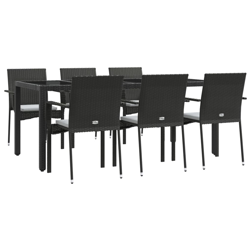 Afuera Living Synthetic Poly Rattan Garden Dining Set in Black/Cream