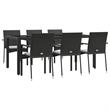 Afuera Living Synthetic Poly Rattan Garden Dining Set in Black/Cream