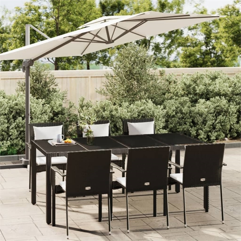 Afuera Living Synthetic Poly Rattan Garden Dining Set in Black/Cream