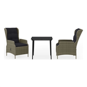 Afuera Living Contemporary Garden Dining Set in Powder-Coated Brown/Black