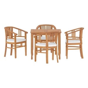 Afuera Living Contemporary Patio Dining Set in Teak Wood - Set of 4