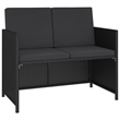 Afuera Living Poly Rattan 6-Piece Set Patio Dining Set in Black