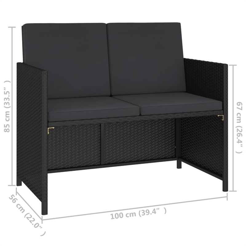 Afuera Living Poly Rattan 6-Piece Set Patio Dining Set in Black