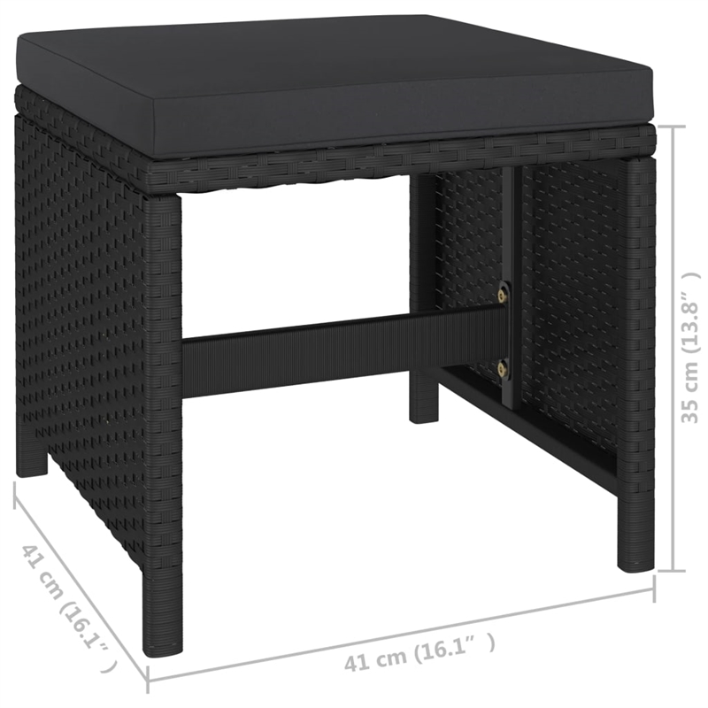Afuera Living Poly Rattan 6-Piece Set Patio Dining Set in Black