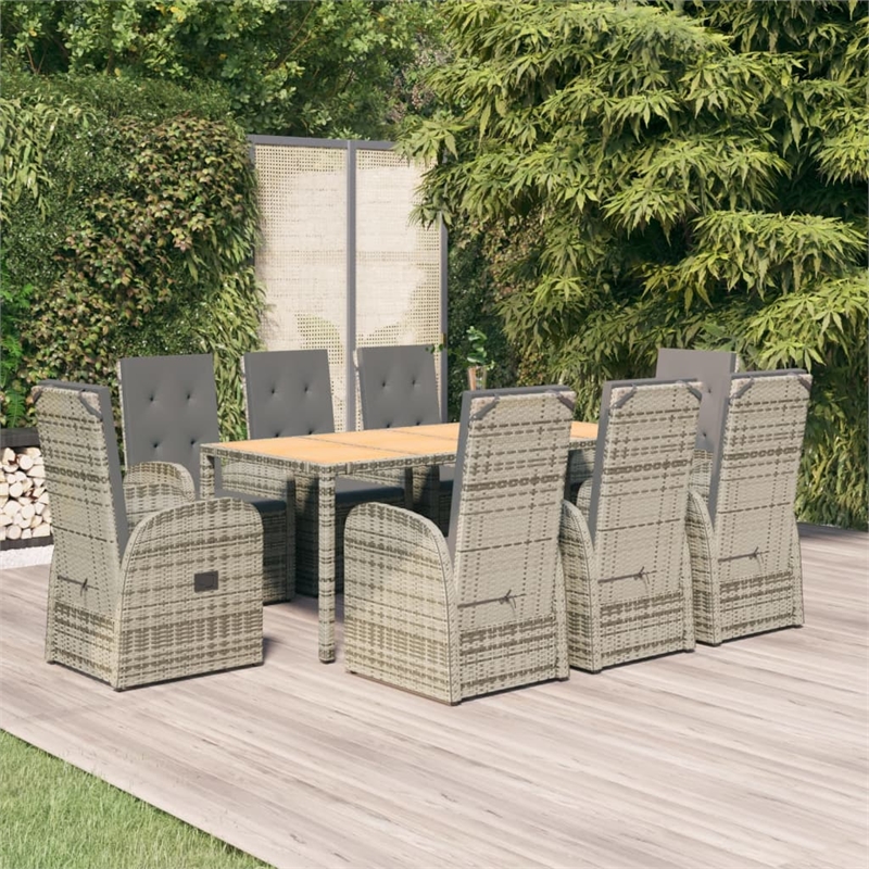Afuera Living PE Rattan Large Modular Garden Dining Set in Gray