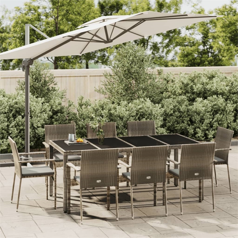 Afuera Living PE Rattan Large Modular Garden Dining Set in Gray