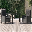 Afuera Living Poly Rattan 3 Piece Set Patio Dining Set in Black
