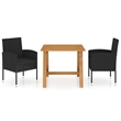 Afuera Living Solid Acacia Wood & PE Rattan Dining Set in Black