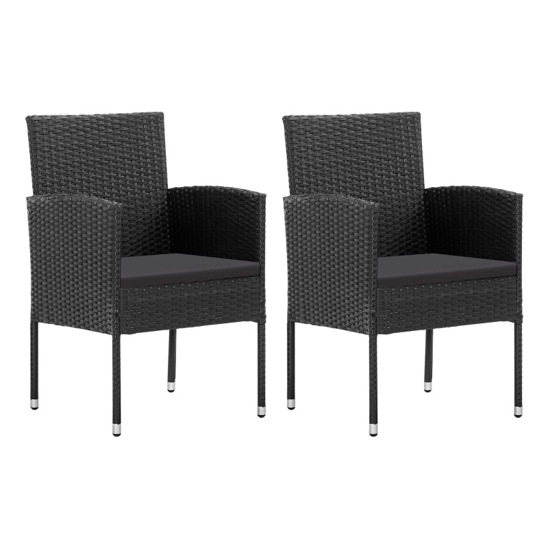 Afuera Living Solid Acacia Wood & PE Rattan Dining Set in Black