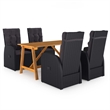 Afuera Living Solid Acacia Wood & PE Rattan Dining Set in Black