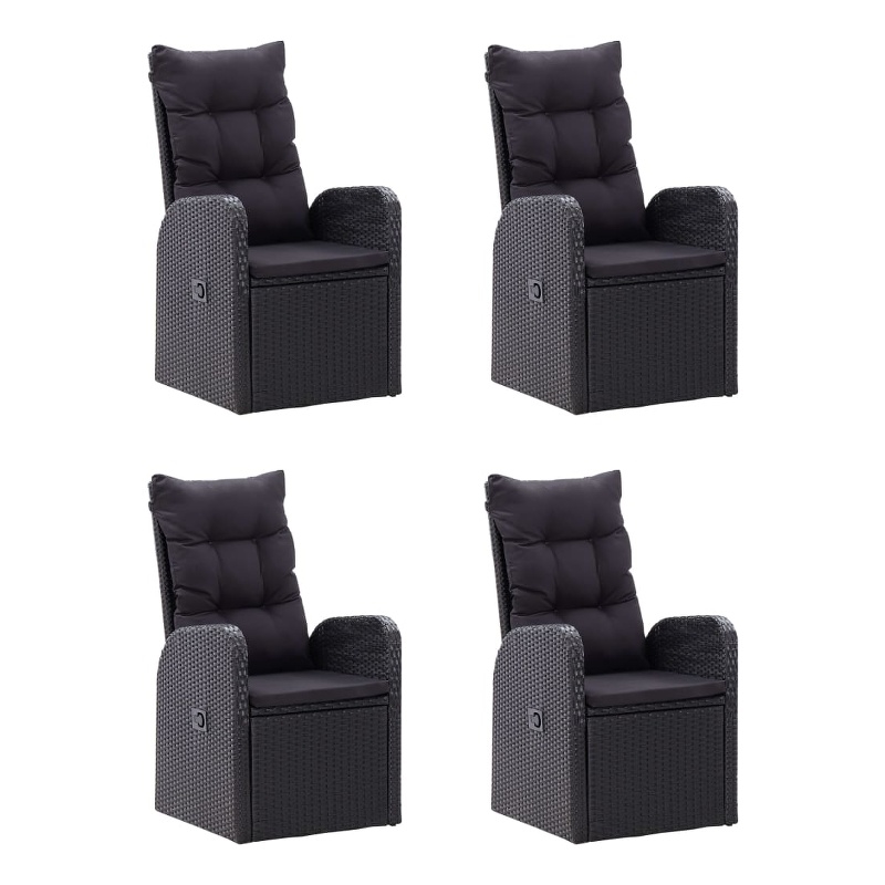 Afuera Living Solid Acacia Wood & PE Rattan Dining Set in Black