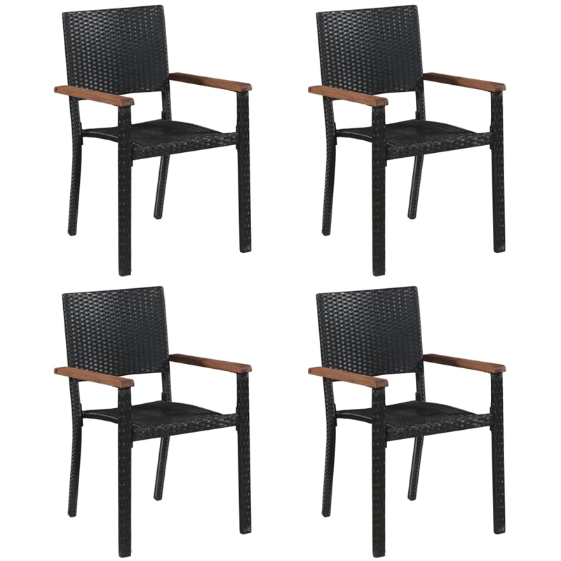 Afuera Living Solid Acacia Wood & PE Rattan Dining Set in Black