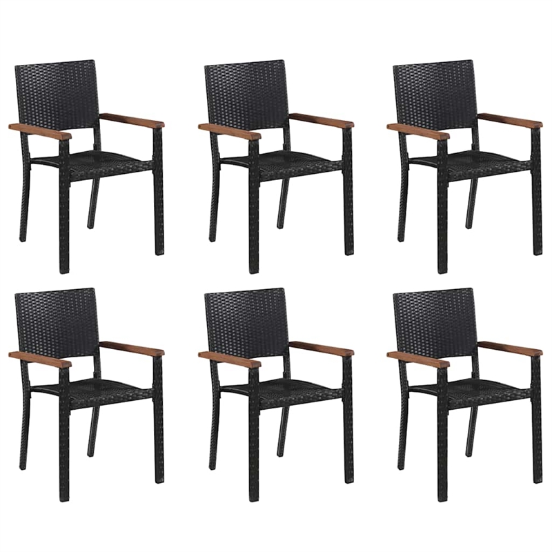 Afuera Living Solid Acacia Wood & PE Rattan Dining Set in Black