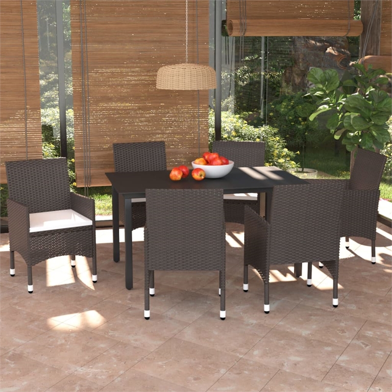 Afuera Living PE Rattan Durable Rectangular Dining Set in Brown