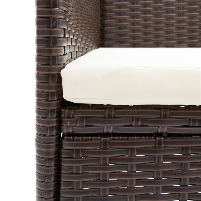 Afuera Living PE Rattan Durable Rectangular Dining Set in Brown