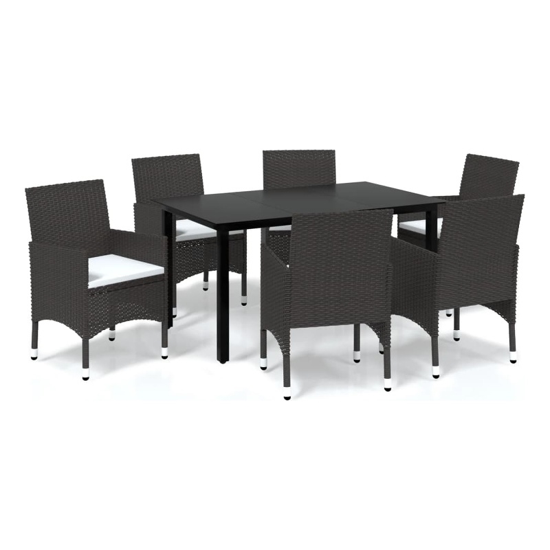 Afuera Living PE Rattan Durable Rectangular Dining Set in Brown