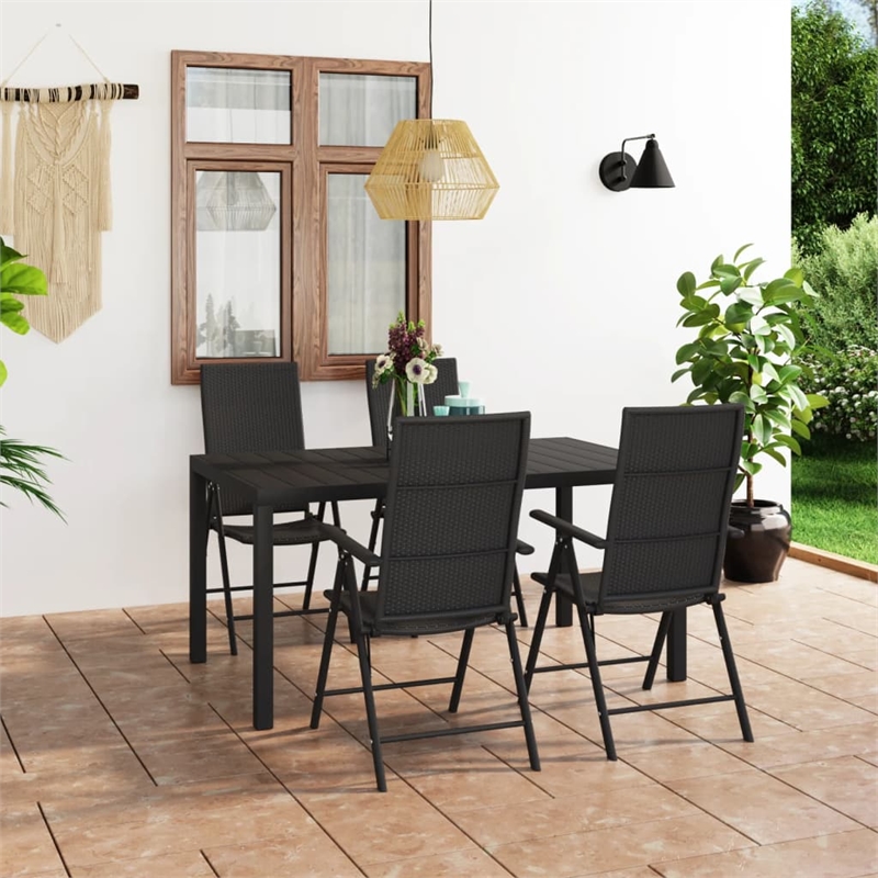 Afuera Living PE Rattan/Aluminum/WPC Medium Dining Set in Black