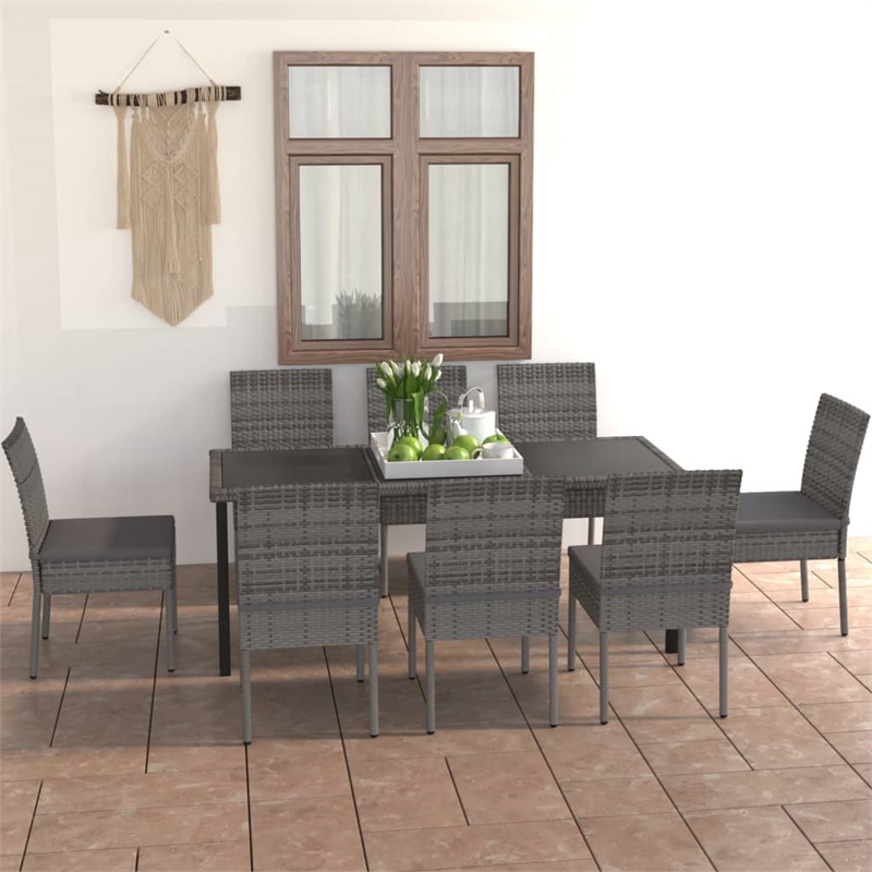 Afuera Living Dining Set in Gray and Black Poly Rattan Standard