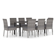 Afuera Living Dining Set in Gray and Black Poly Rattan Standard