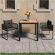 Afuera Living 3 Piece PVC Rattan Durable Patio Dining Set in Black