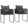 Afuera Living 3 Piece PVC Rattan Durable Patio Dining Set in Black