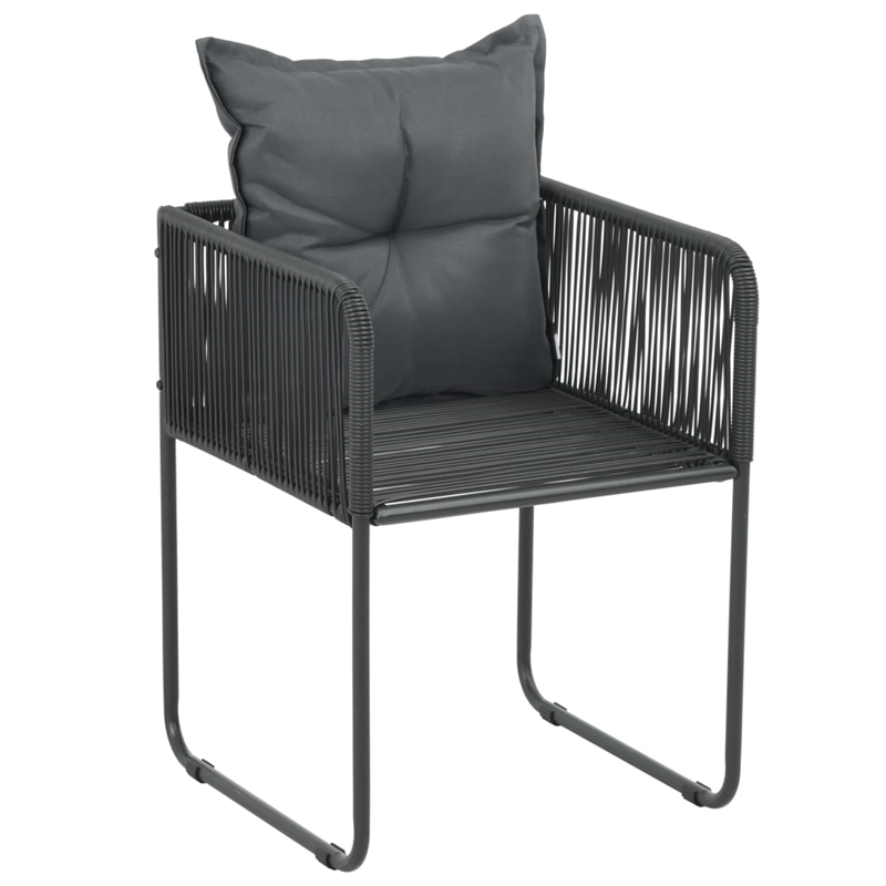 Afuera Living 3 Piece PVC Rattan Durable Patio Dining Set in Black