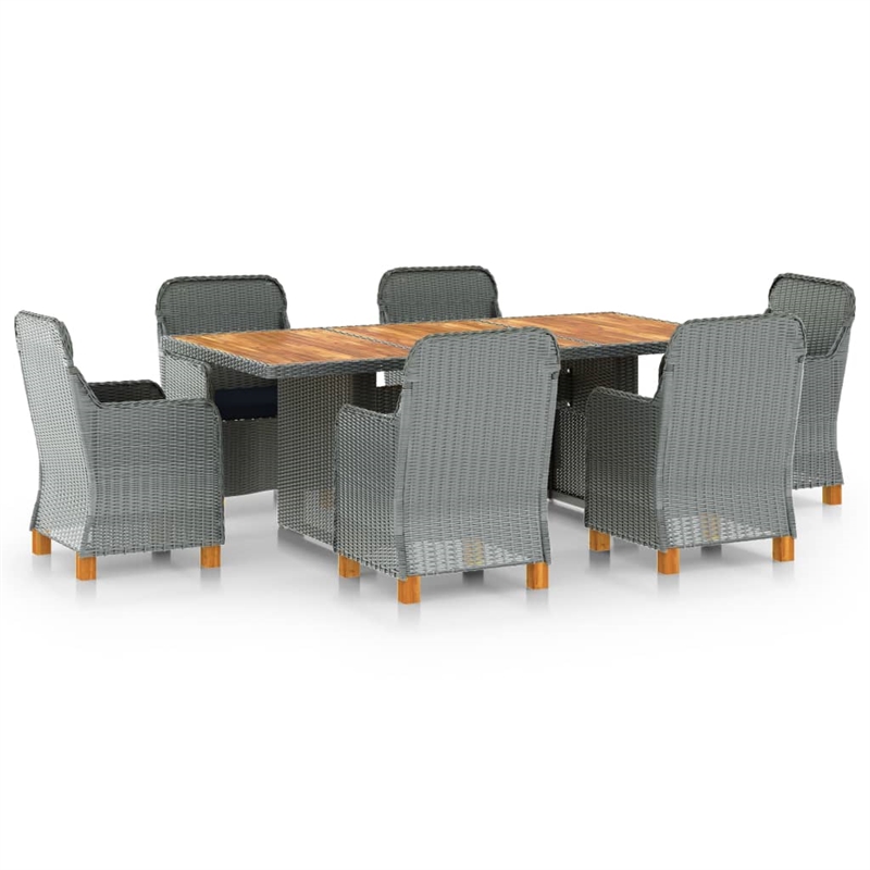 Afuera Living Large Round PE Rattan Patio Dining Set in Light Gray