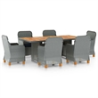 Afuera Living Large Round PE Rattan Patio Dining Set in Light Gray