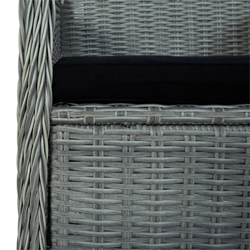 Afuera Living Large Round PE Rattan Patio Dining Set in Light Gray