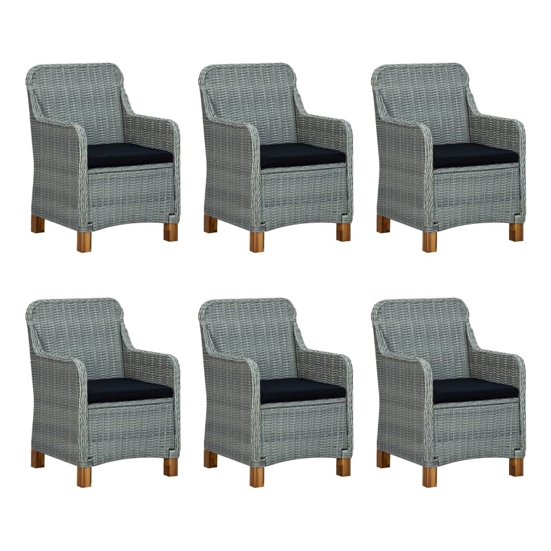 Afuera Living Large Round PE Rattan Patio Dining Set in Light Gray