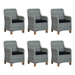 Afuera Living Large Round PE Rattan Patio Dining Set in Light Gray