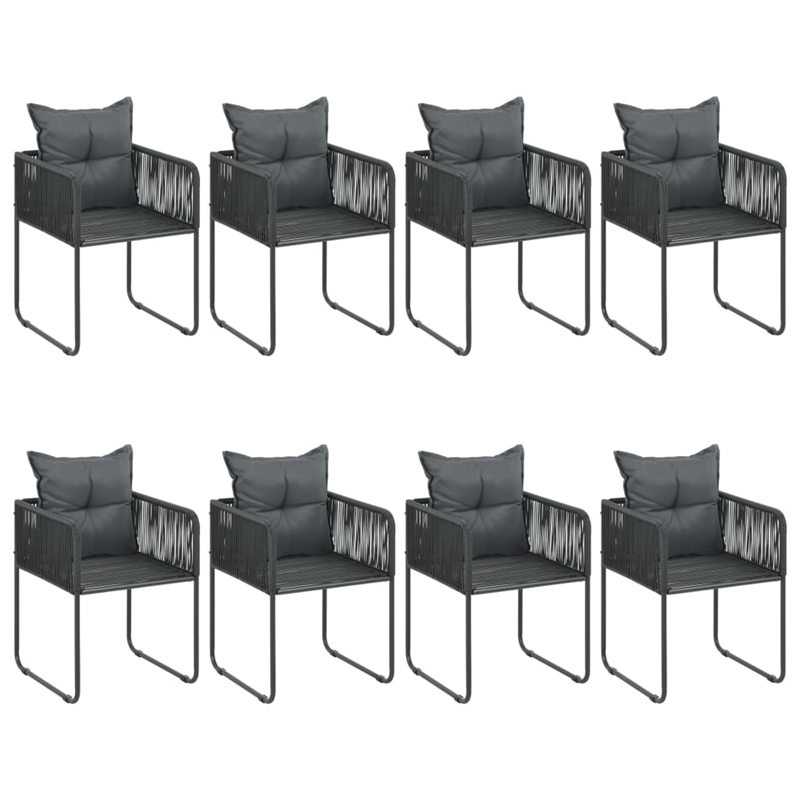 Afuera Living PVC Rattan Large Foldable Garden Dining Set in Black