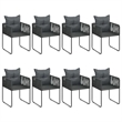 Afuera Living PVC Rattan Large Foldable Garden Dining Set in Black