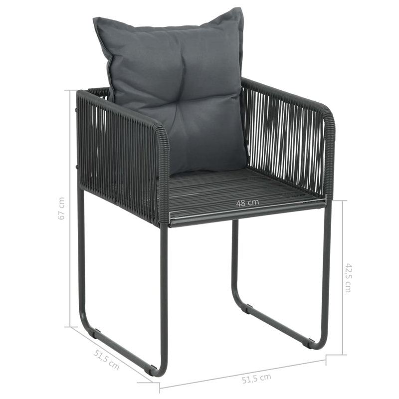 Afuera Living PVC Rattan Large Foldable Garden Dining Set in Black