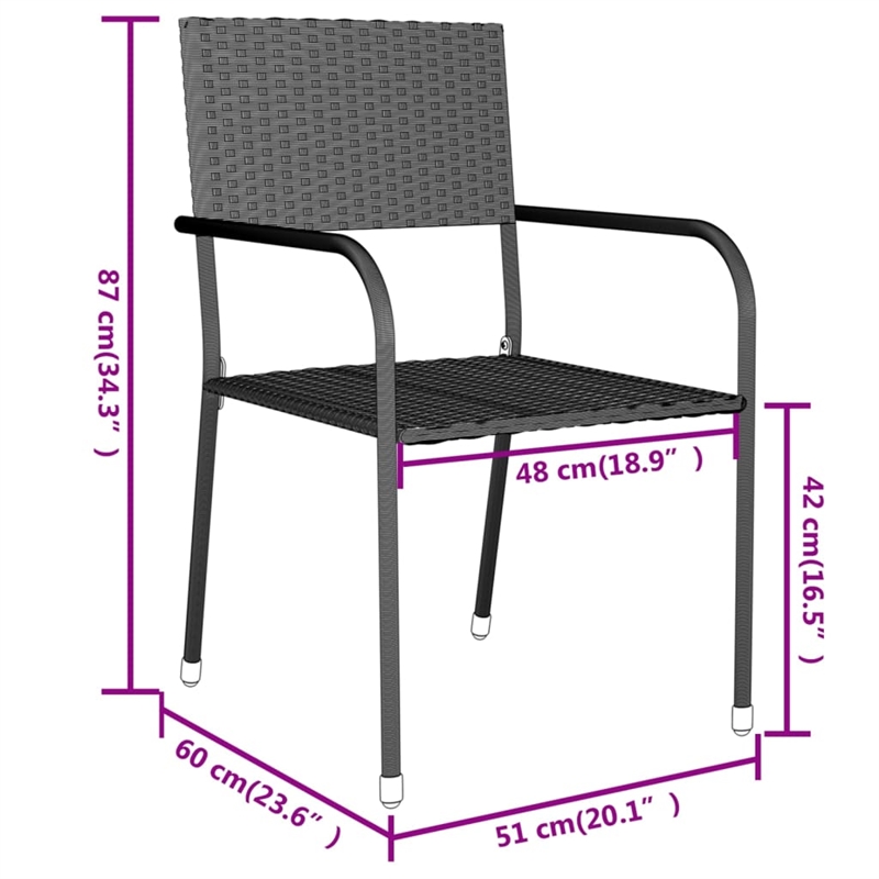 Afuera Living PE Rattan Small Stackable Garden Dining Set in Black