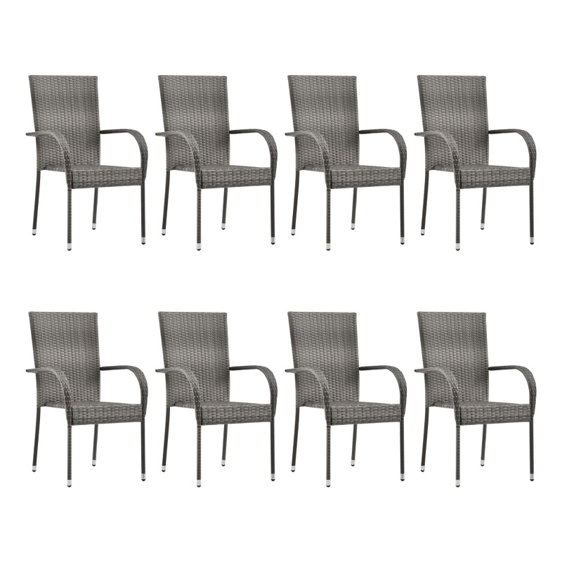 Afuera Living Solid Acacia Wood Large Stackable Dining Set in Gray