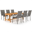 Afuera Living Solid Acacia Wood Large Stackable Dining Set in Gray