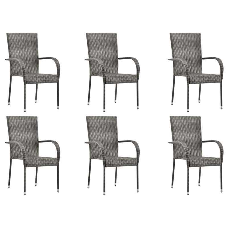 Afuera Living Solid Acacia Wood Large Stackable Dining Set in Gray