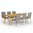Afuera Living Solid Acacia Wood Large Stackable Dining Set in Gray