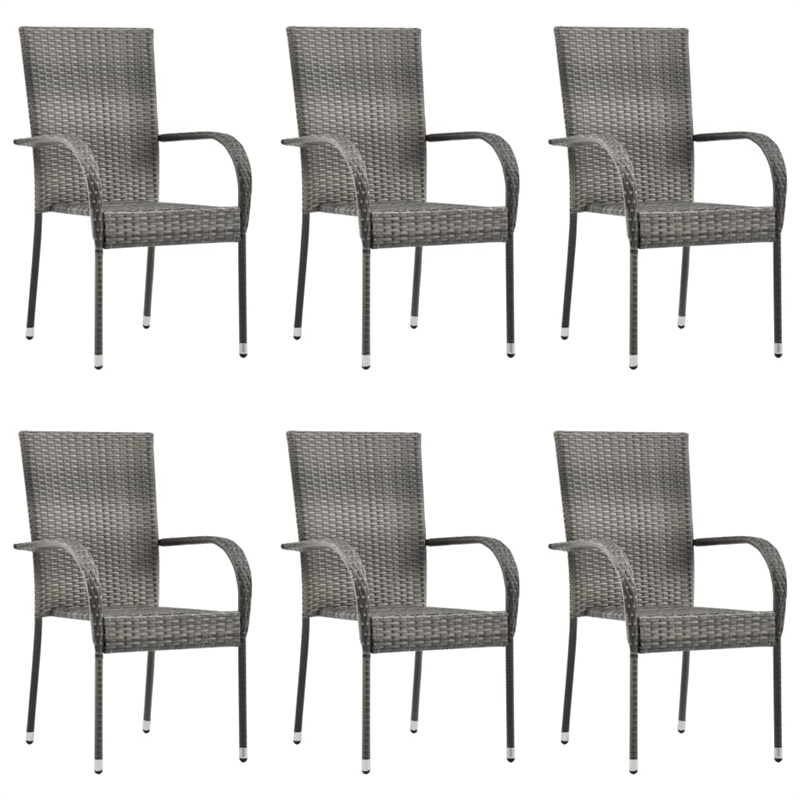 Afuera Living Solid Acacia Wood Large Stackable Dining Set in Gray