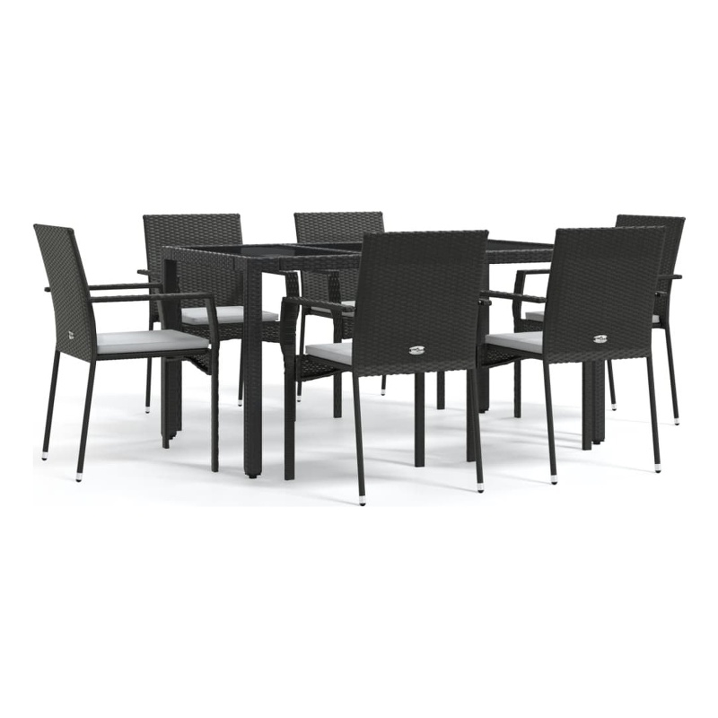 Afuera Living Poly Rattan Large Modular Garden Dining Set in Black