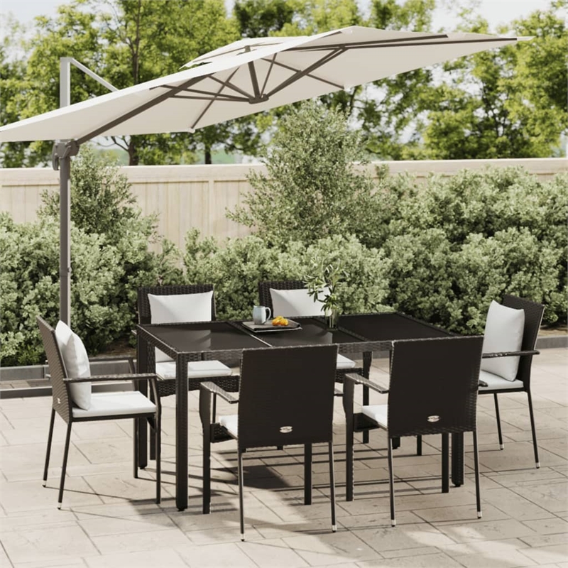 Afuera Living Poly Rattan Large Modular Garden Dining Set in Black
