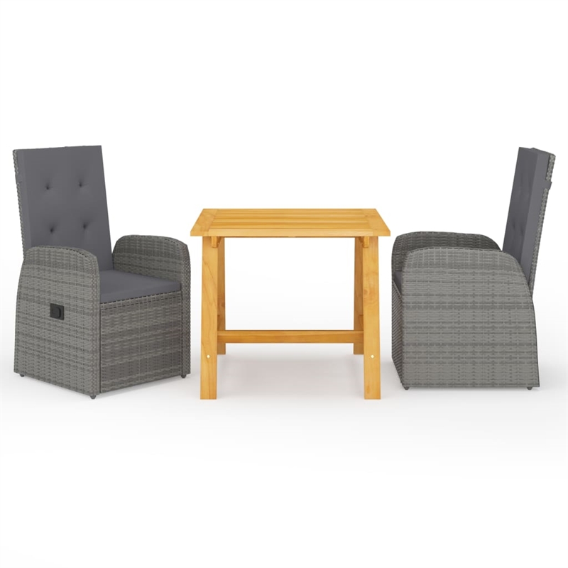 Afuera Living Contemporary Poly Rattan Garden Dining Set in Gray
