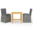 Afuera Living Contemporary Poly Rattan Garden Dining Set in Gray