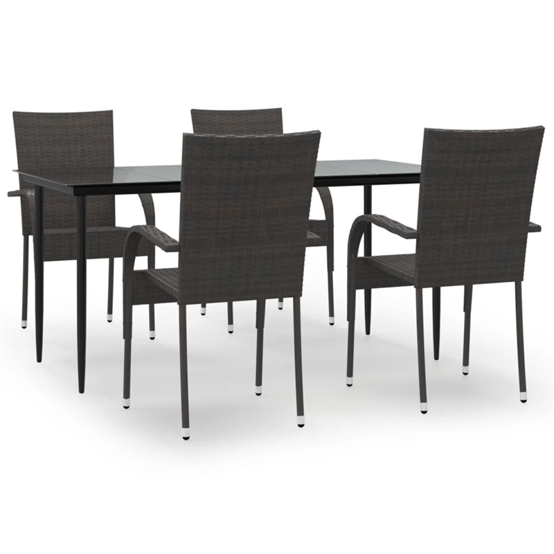 Afuera Living PE Rattan Large Stackable Garden Dining Set in Brown