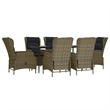 Afuera Living Poly Rattan 7 Piece Set Garden Dining Set in Brown