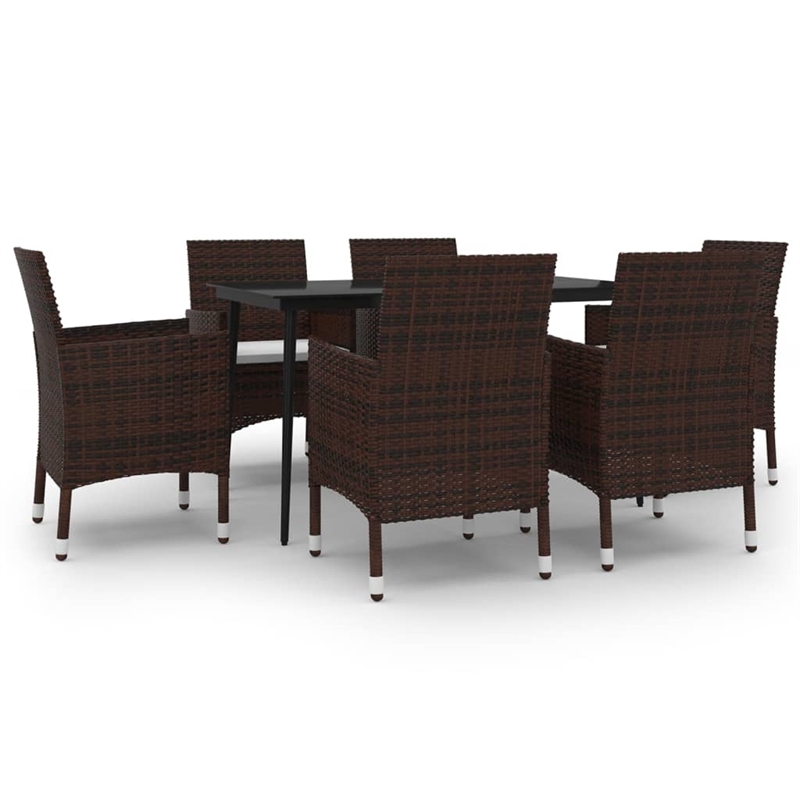 Afuera Living PE Rattan & Glass Large Garden Dining Set in Brown