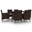 Afuera Living PE Rattan & Glass Large Garden Dining Set in Brown