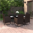 Afuera Living PE Rattan & Glass Large Garden Dining Set in Brown