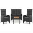 Afuera Living Poly Rattan 4-Piece Set Garden Dining Set in Black